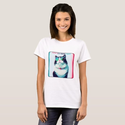 Katze Manchester in Gläsern T-Shirt (Vorne ganz)