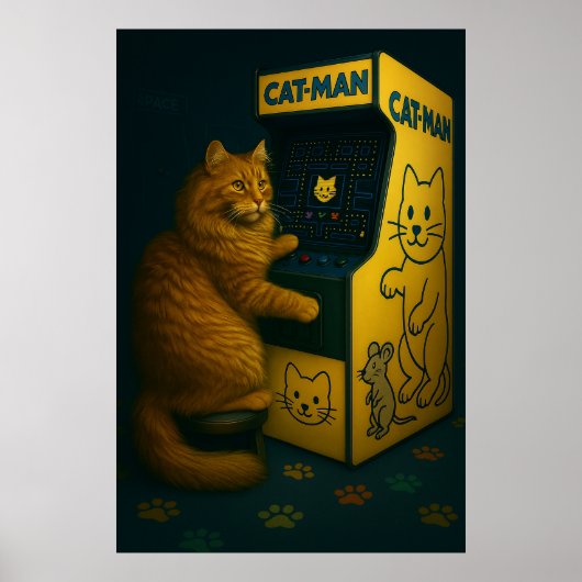Katze-Mann-Arcade - Retro Gaming Cat Poster (Vorne)