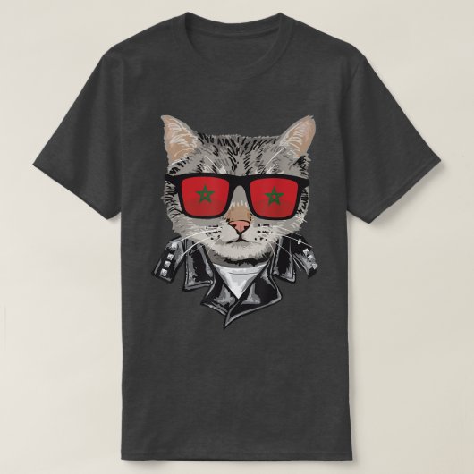 Katze Marokko Flagge Sonnenbrille Cool marokkanisc T-Shirt (Design vorne)