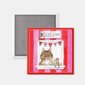 Katze, Maus, Kissstand, niedlicher Valentinmagnet Magnet (Vorderseite/Rückseite)
