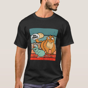 Katze Maus orange Sprechblase Humor Spannung Carto T-Shirt