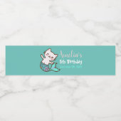 Katze Meerjungfrau Niedliches Mädchen Birthday Blu Wasserflaschenetikett (Einzelnes Label)