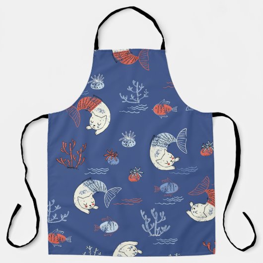 Katze Meerjungfrau, texturiert nahtlos Muster. Schürze (Vorderseite)