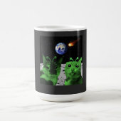 Katze Meme Alien Grün Katze Selfie UFO Lustiger Be Kaffeetasse (Mittel)