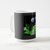 Katze Meme Alien Grün Katze Selfie UFO Lustiger Be Kaffeetasse (Vorderseite Links)