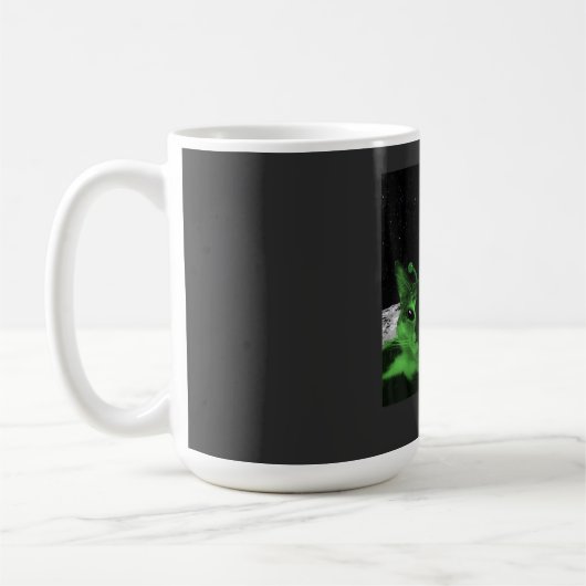 Katze Meme Alien Grün Katze Selfie UFO Lustiger Be Kaffeetasse (Links)