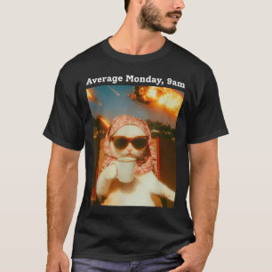 Katze Meme Durchschnitt Montag 9 Uhr Lustig Sarkas T-Shirt