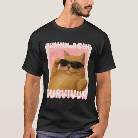 Katze Meme Tee Bauchweh Überlebender Ironisches In (Vorderseite)
