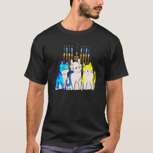 Katze Menora Chanukka Süße Katze Chanukka Jüdisch  T-Shirt