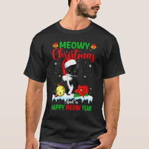 Katze Meowy Familien-Weihnachts-Pyjama Santa  T-Shirt
