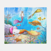 Katze Mermaid 31 Fleecedecke (Vorderseite (Horizontal))