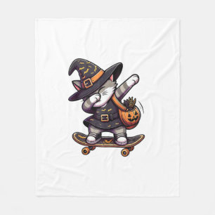 Katze Miau Debbing auf Skateboad Bekleidung Kinder Fleecedecke