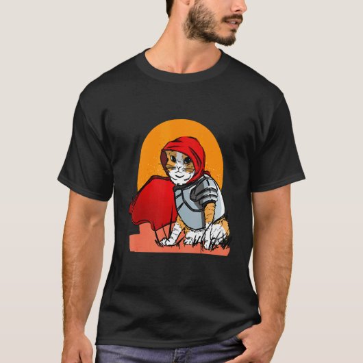 Katze Miauen Held Ritter T-Shirt (Vorderseite)
