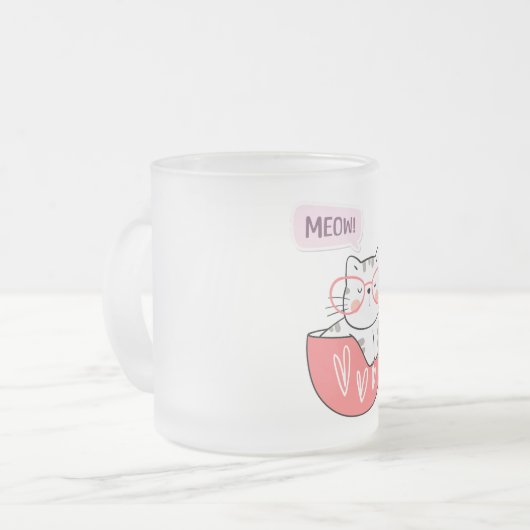 Katze miauen in einer Tasse (Vorderseite Links)