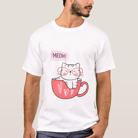 Katze miauen in einer Tasse T-Shirt (Vorderseite)