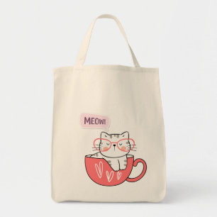Katze miauen in einer Tasse Tragetasche