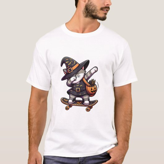 Katze Miaut Debbing Auf Skateboad Bekleidung Kinde T-Shirt (Vorderseite)