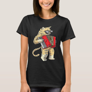 Katze Mit Akkordeon Akkordeonist Musiker Akkordeon T-Shirt