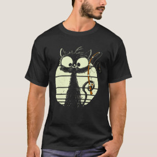 Katze mit Angelrute fischende Katze süße Katze T-Shirt