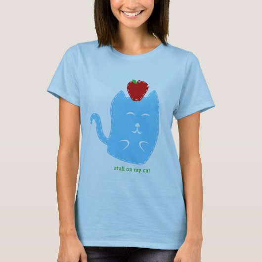 Katze mit Apfel auf HauptT - Shirt (Vorderseite)
