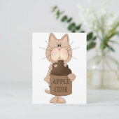 Katze mit Apfelwein Postkarte (Stehend Vorderseite)