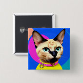 Katze mit auffallenden Augen Button (Vorne & Hinten)