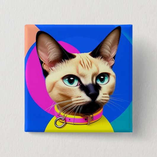 Katze mit auffallenden Augen Button (Vorderseite)