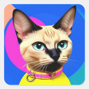 Katze mit auffallenden Augen Quadratischer Aufkleber