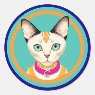 Katze mit auffallenden Augen von rundem Spiegel Runder Aufkleber