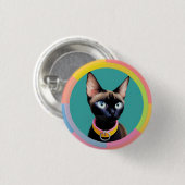 Katze mit auffälligen Augen nach kreisförmigem Spi Button (Vorne & Hinten)