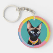 Katze mit auffälligen Augen nach kreisförmigem Spi Schlüsselanhänger (Vorderseite)