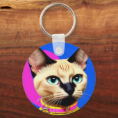 Katze mit auffälligen Augen Schlüsselanhänger (Rückseite)