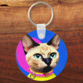 Katze mit auffälligen Augen Schlüsselanhänger (Vorderseite)