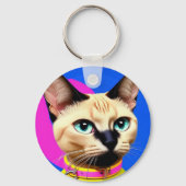 Katze mit auffälligen Augen Schlüsselanhänger (Rückseite)