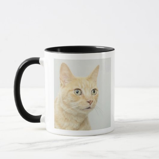 Katze mit Augen öffnen sich weit Tasse (Links)