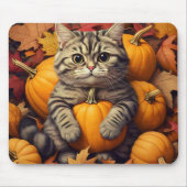 Katze mit Autumn Leaves und Pumpkins Mouse Pad Mousepad (Vorne)