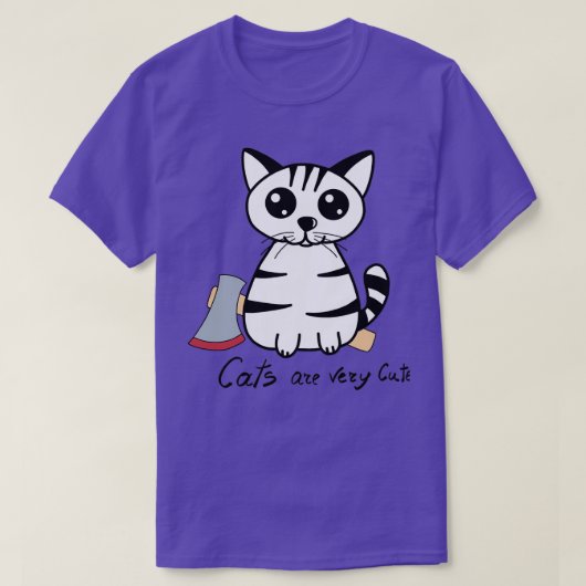 Katze mit Axt T-Shirt (Design vorne)