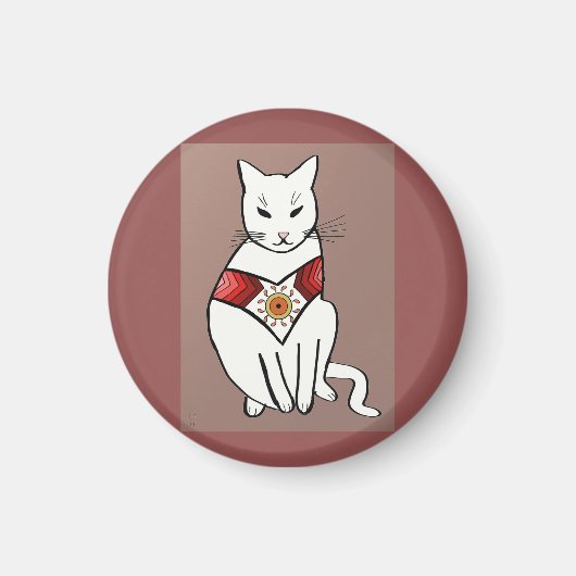 Katze mit Aztec Design Magnet (Vorne)