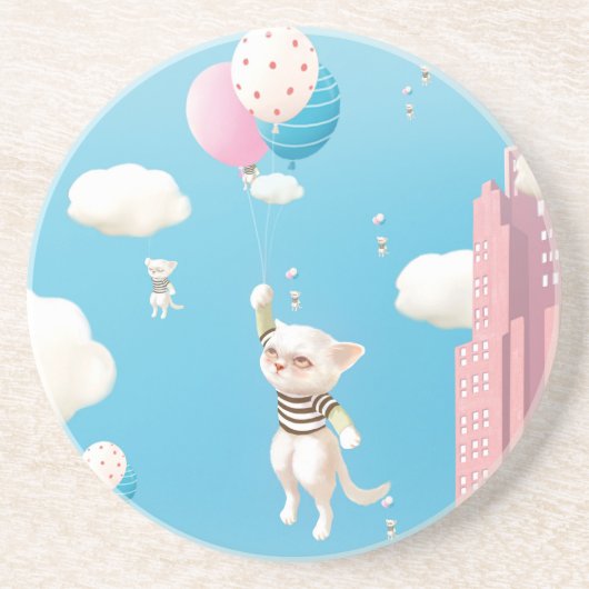 Katze mit Ballon Getränkeuntersetzer (Vorne)
