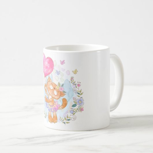 Katze mit Ballon Kaffeetasse (VorderseiteRechts)