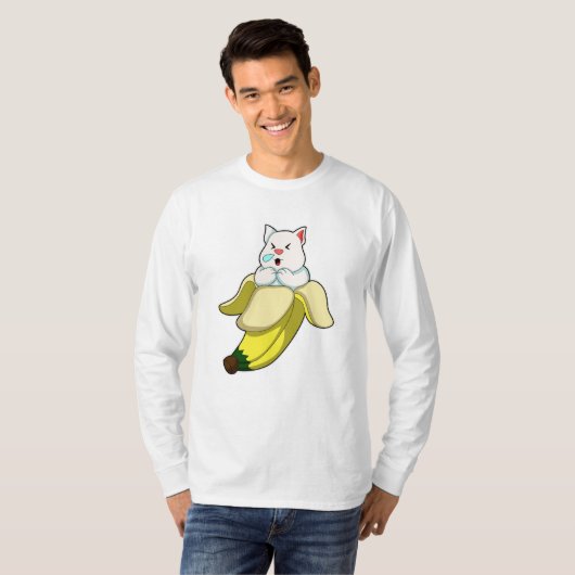 Katze mit Banane T-Shirt (Vorne ganz)