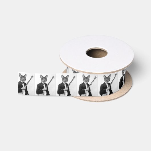 Katze mit Banjo Satinband (Spule)