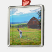 Katze mit Barns Ornament Aus Metall (Links)