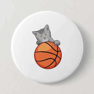 Katze mit Basketball Button