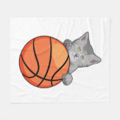 Katze mit Basketball Fleecedecke (Vorderseite (Horizontal))