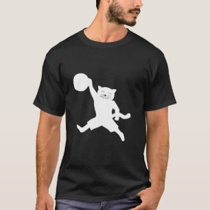 Katze mit Basketball springt zu Slam-Dunk-Silhouet T-Shirt
