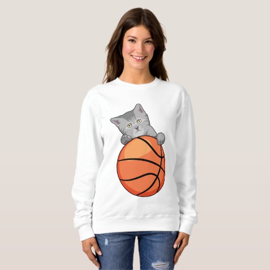 Katze mit Basketball Sweatshirt (Vorne ganz)