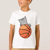 Katze mit Basketball T-Shirt (Vorderseite)