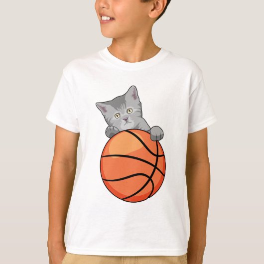 Katze mit Basketball T-Shirt (Vorderseite)