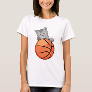 Katze mit Basketball T-Shirt